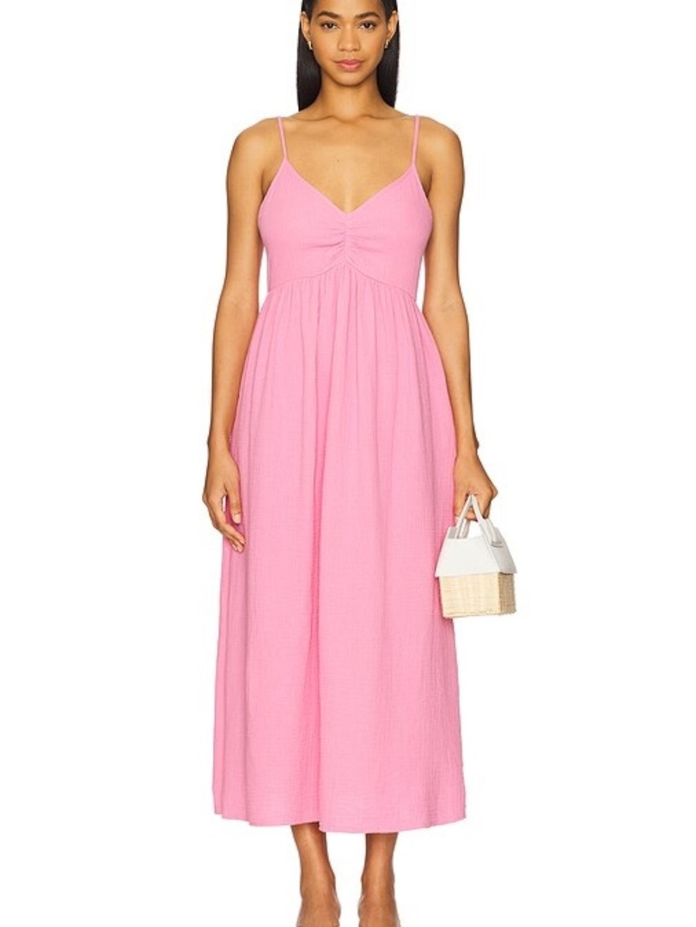 Sundry Gauze Tie Strap Dress in Azalea Size Large NWT